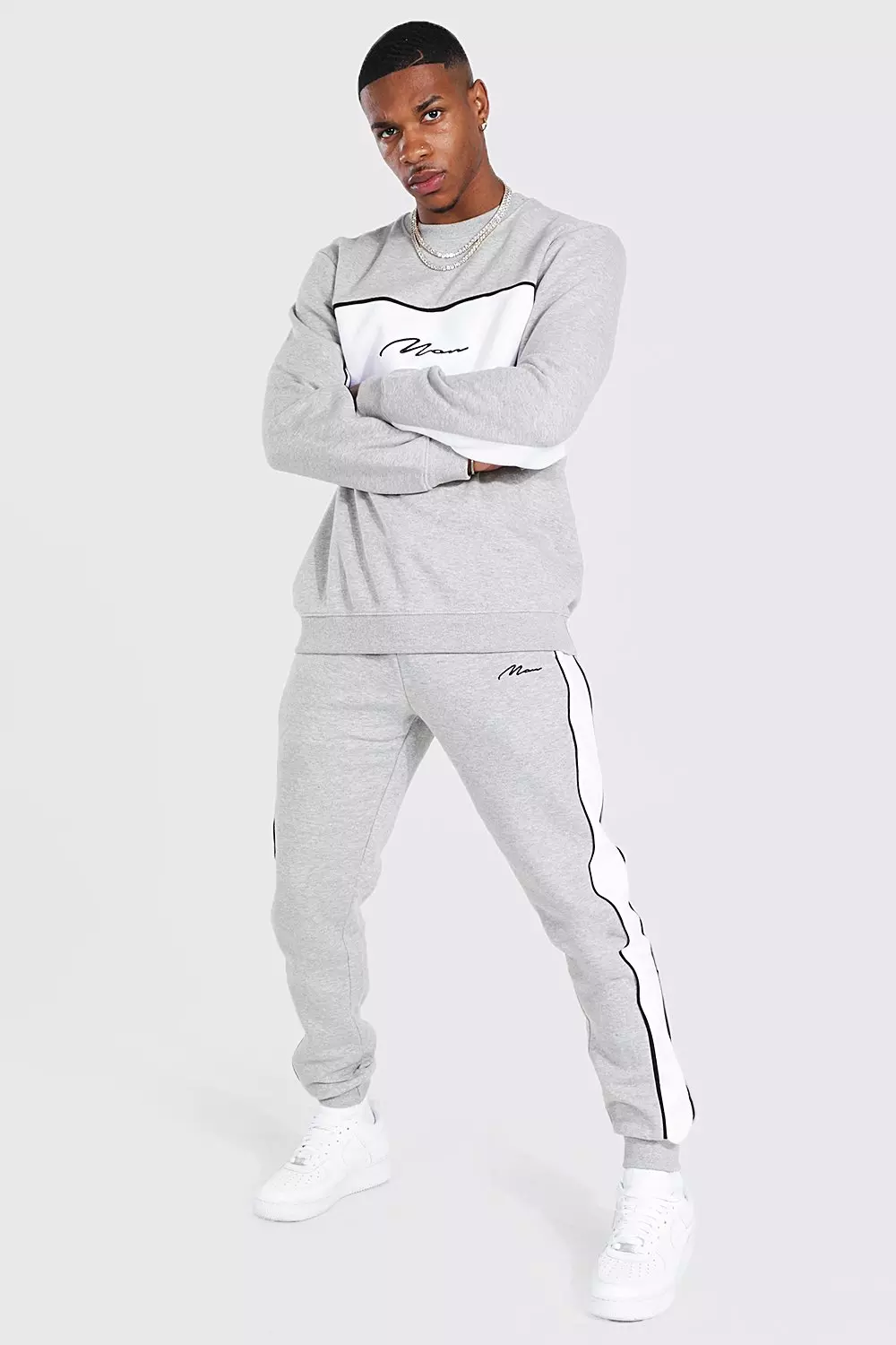 Boohooman tracksuit clearance grey